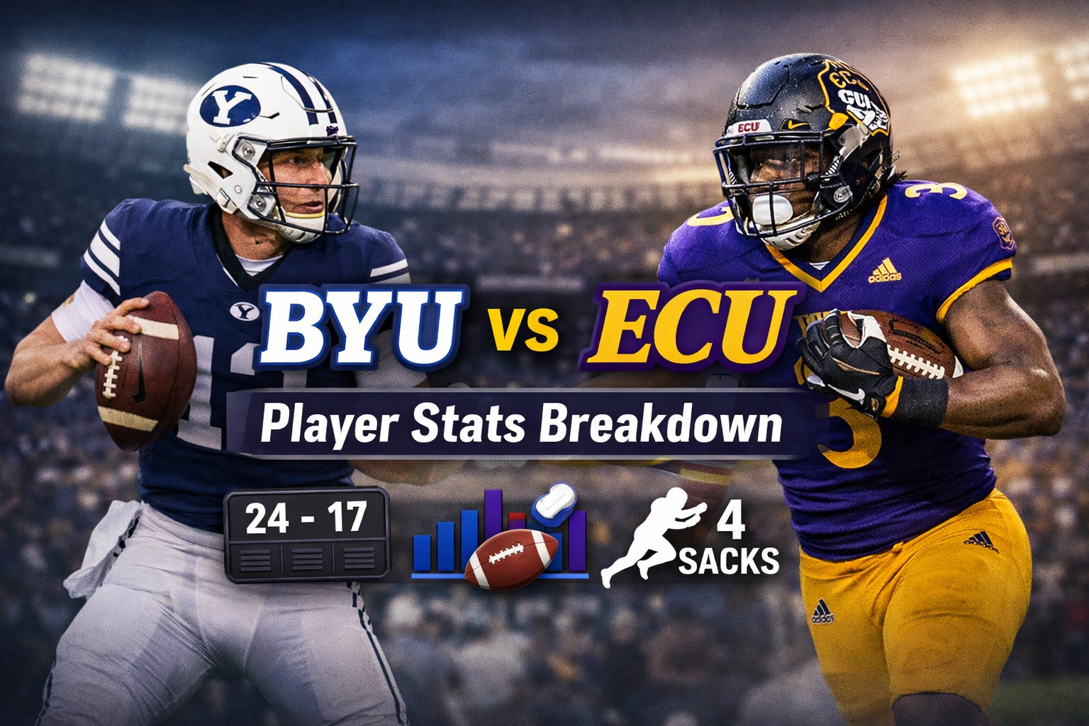 BYU Football vs ECU Football Match Player Stats Breakdown