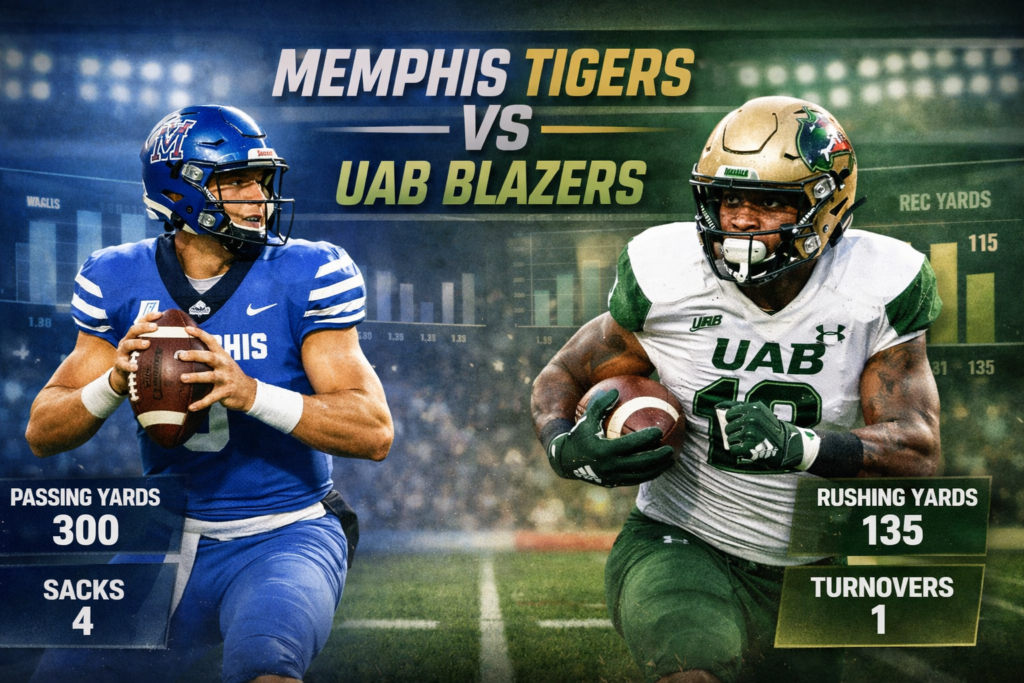 Memphis Tigers Football vs UAB Football Match Player Stats Breakdown